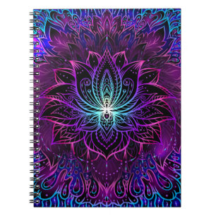 Neon Lotus Blume Boho Print Notizblock