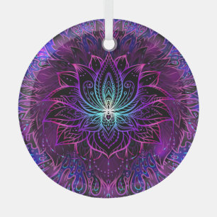 Neon Lotus Blume Boho Print Ornament Aus Glas