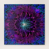 Neon Lotus Blume Boho Print Puzzle (Horizontal)