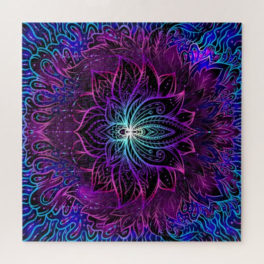 Neon Lotus Blume Boho Print Puzzle (Horizontal)