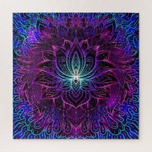 Neon Lotus Blume Boho Print Puzzle