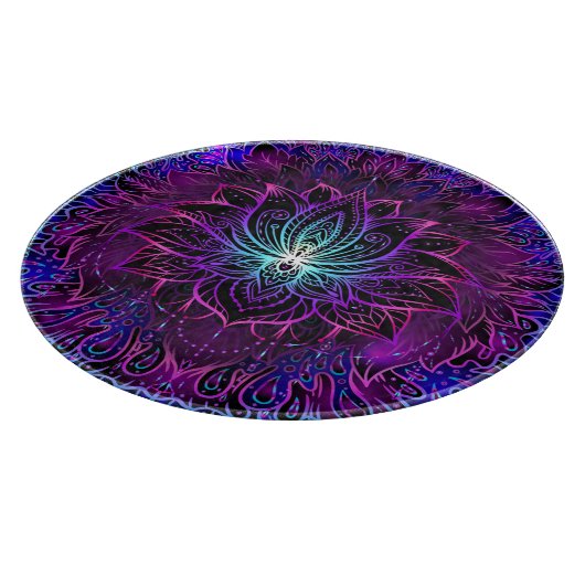 Neon Lotus Blume Boho Print Schneidebrett (Ecke)