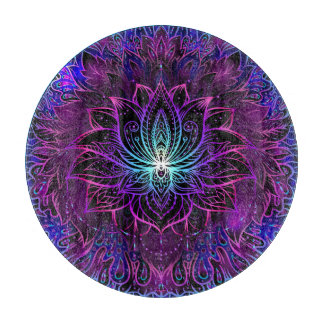 Neon Lotus Blume Boho Print Schneidebrett