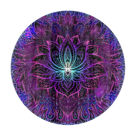 Neon Lotus Blume Boho Print Schneidebrett (Vorderseite)