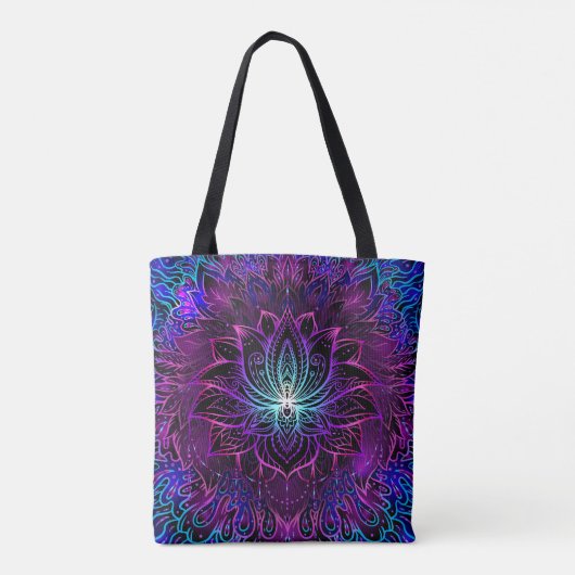 Neon Lotus Blume Boho Print Tasche (Rückseite)