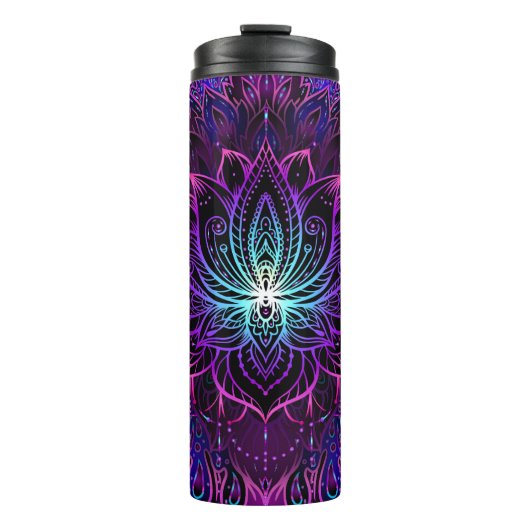 Neon Lotus Blume Boho Print Thermosbecher (Vorderseite)
