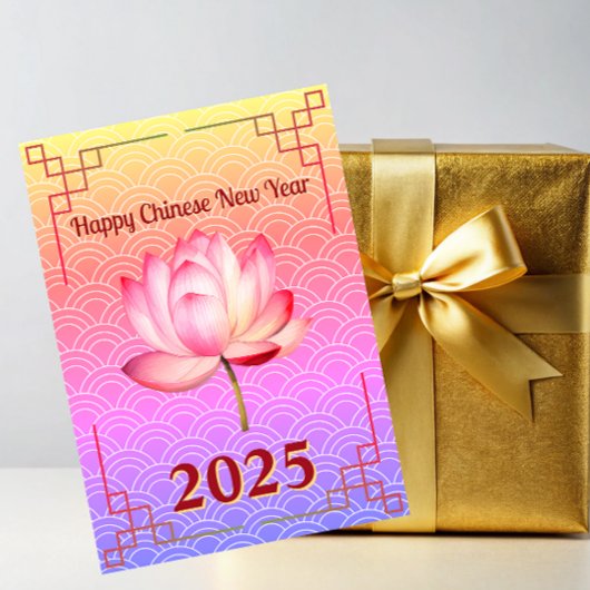 Neon Lotus Chinese New Year Feiertagskarte