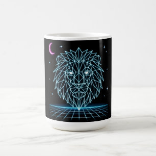 Neon-Löwe Synthwave - Retro-König Raubtier Kaffeetasse