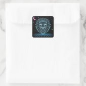 Neon-Löwe Synthwave - Retro-König Raubtier Quadratischer Aufkleber (Tasche)