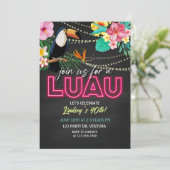 Neon-Luau-Geburtstagsfeier | Tropische Hawaiianisc Einladung (Stehend Vorderseite)