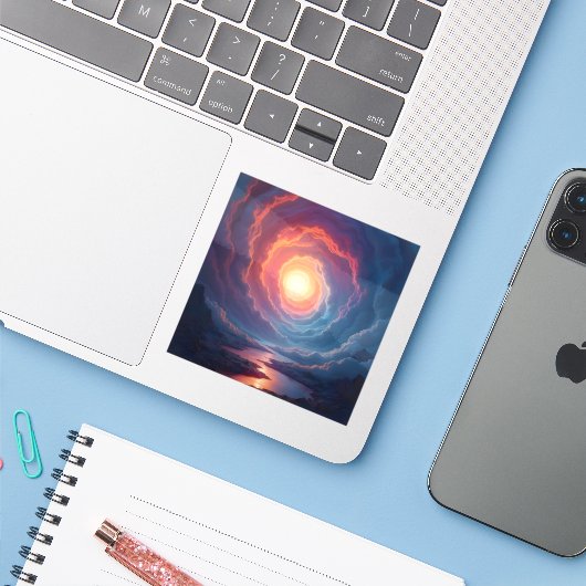 Neon Maelstrom - Square Vinyl Aufkleber (Laptop mit iPhone)