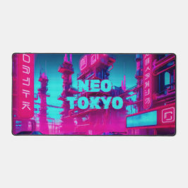Neon Magenta Cyan Cyberpunk Neo Tokio Gamer Schreibtischunterlage