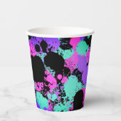 Neon Magenta Lila Aquamarine Paint Spritzer Geburt Pappbecher (Vorderseite)