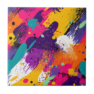 Neon-Magenta-Lila-Grunge-Farbspritzer Fliese
