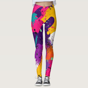 Neon-Magenta-Lila-Grunge-Farbspritzer Leggings