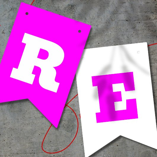 Neon Magenta und Weiße Farbe | Anpassen Wimpelkette