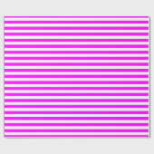 Neon Magenta und White Simple Horizontal Streifen Geschenkpapier (Flach)