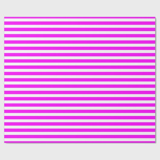 Neon Magenta und White Simple Horizontal Streifen Geschenkpapier (Flach)