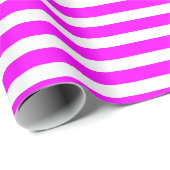 Neon Magenta und White Simple Horizontal Streifen Geschenkpapier (Rolleneckpunkt)
