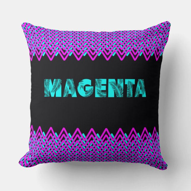Neon Magenta Zickzack Throw Kissen (Vorderseite)
