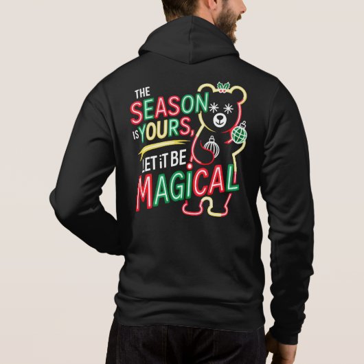 Neon Magical Christmas Bear cozy winter Hoodie (Rückseite)