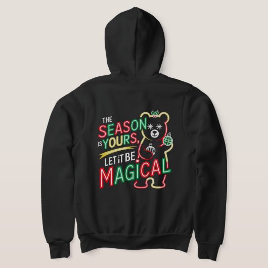 Neon Magical Christmas Bear cozy winter Hoodie (AblageHinten)