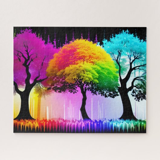 Neon Majestic Rainbow Forest Dream Puzzle (Horizontal)