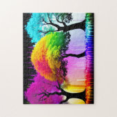 Neon Majestic Rainbow Forest Trees Puzzle (Vertikal)