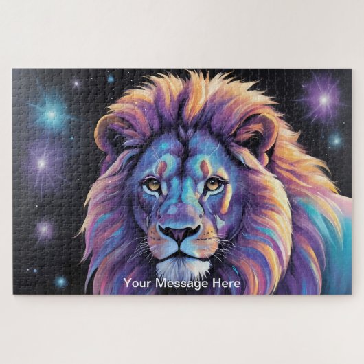 Neon Majesty Vibrany Lion Colorful Wildlife Puzzle (Horizontal)