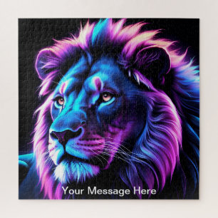 Neon Majesty Vibrany Lion Colorful Wildlife Puzzle