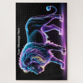 Neon Majesty Vibrany Lion Colorful Wildlife Puzzle (Vertikal)