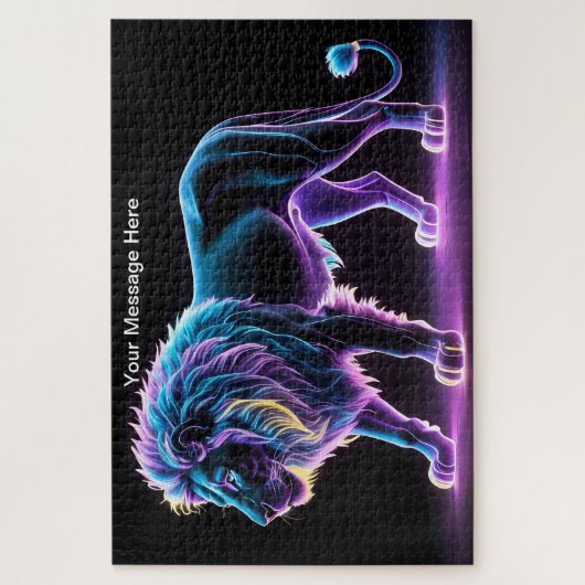 Neon Majesty Vibrany Lion Colorful Wildlife Puzzle (Vertikal)