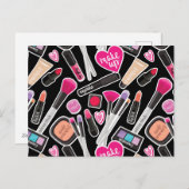 Neon Makeup Muster Feiertagspostkarte (Vorne/Hinten)