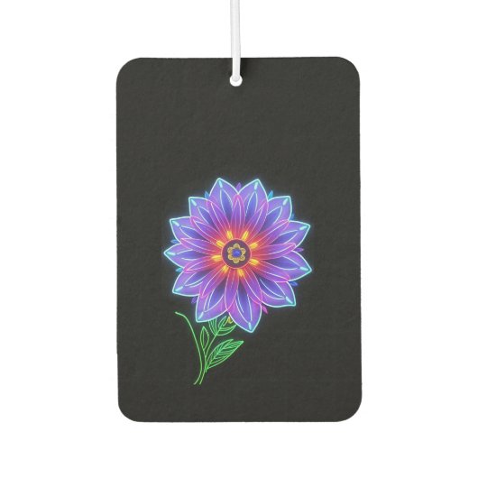 Neon Mandala Blume über dunklen Hintergrund Autolufterfrischer (Vorderseite)