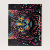 Neon Mandala Cat Puzzle (Vertikal)