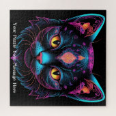 Neon Mandala Cat Puzzle (Horizontal)