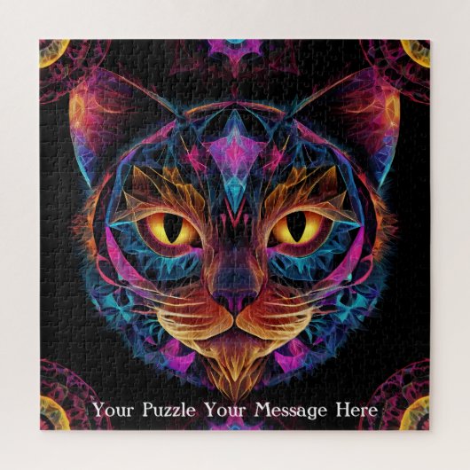 Neon Mandala Cat Puzzle (Vertikal)