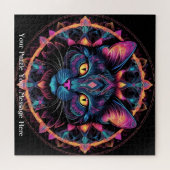 Neon Mandala Cat Puzzle (Horizontal)