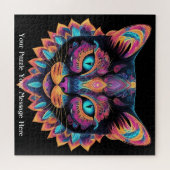 Neon Mandala Cat Puzzle (Horizontal)