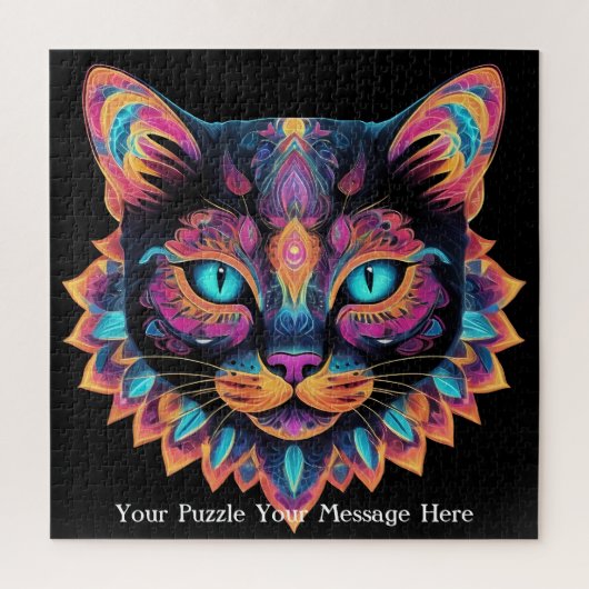 Neon Mandala Cat Puzzle (Vertikal)