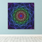 Neon-Mandala-Fraktal Leinwanddruck (Insitu (Holzboden))