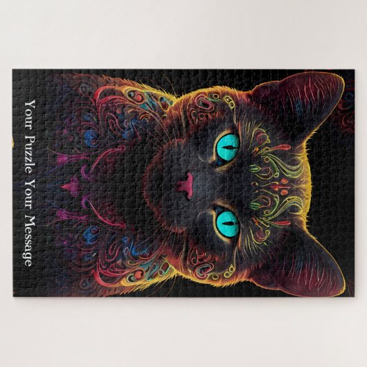 Neon Mandala Majesty Puzzle (Horizontal)