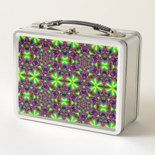 Neon Mandala – Psychedelic Lunch Break  Metall Brotdose (Vorderseite)