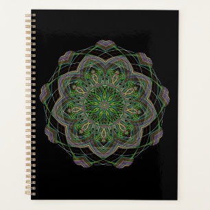Neon Mandala Trippy Fraktal Art Rosette Muster Planer