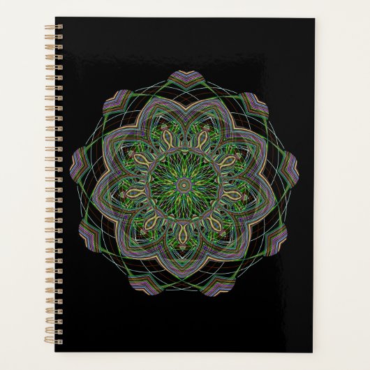 Neon Mandala Trippy Fraktal Art Rosette Muster Planer (Vorderseite)