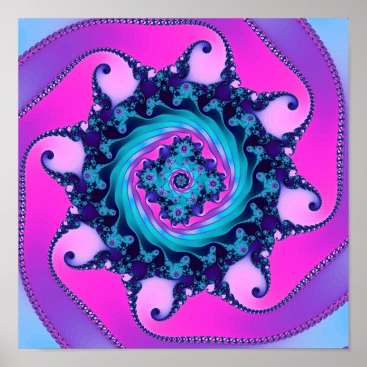 Neon Mandelbrot Fraktal Poster (Vorne)
