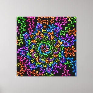 Neon Mandella Druck Leinwanddruck