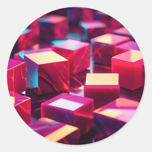 Neon Marble Cube Runder Aufkleber (Vorderseite)