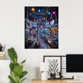 Neon-Marktviertel Poster (Heimbüro)