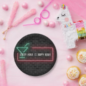 Neon marquee Happy Hour-Zeichen Pappteller (Party)